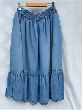 DC Jeans Light Blue Tiered Midi Skirt